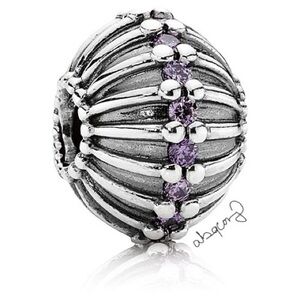 EUC Pandora 790870ACZ Sterling Silver Large Show Stopper Bead w/ Purple Zirconia